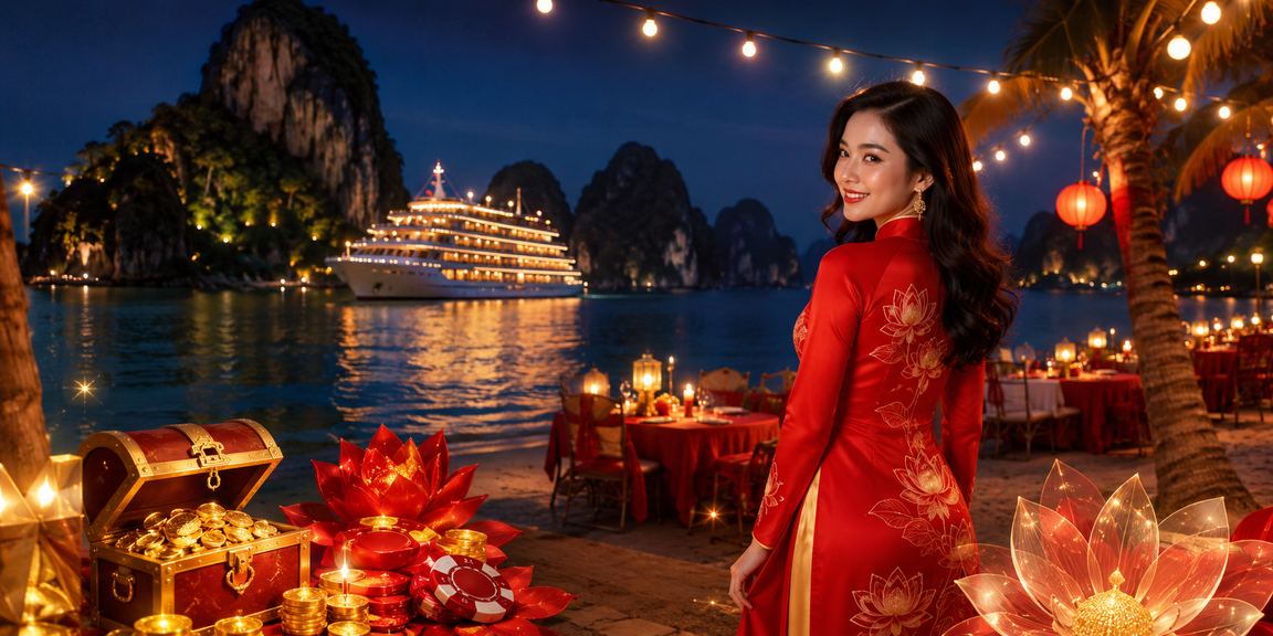 Bầu không khí giải trí và cá cược sôi động tại Hạ Long Bay với trang phục áo dài